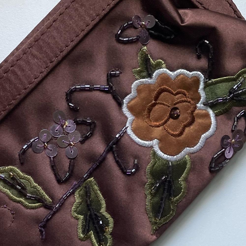 Beaded Floral Satin Clutch - Picture 9 of 9
